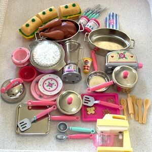 1996 Tyco kitchen littles accessories lot food appliances cookware plates bowls